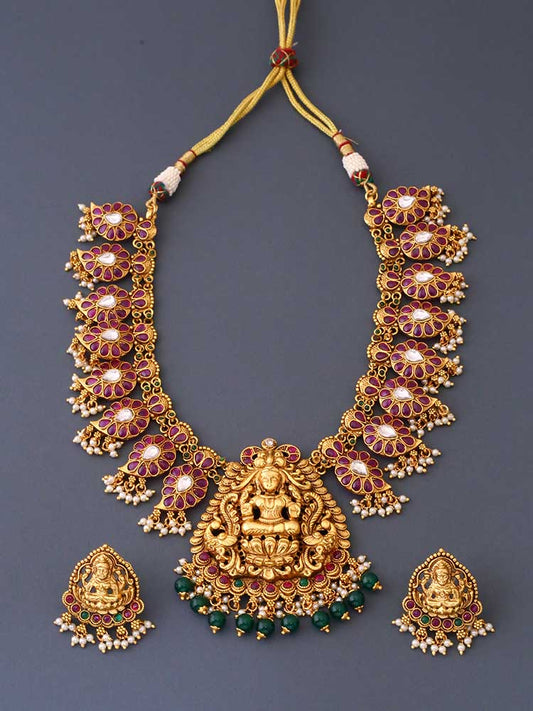 Multicolor Maheswari Temple Jewellery Set - New Arrival