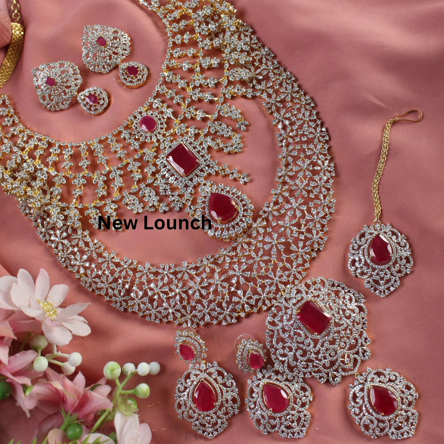 Rangoli Jewellery AD Diamond Necklace Combo for Women