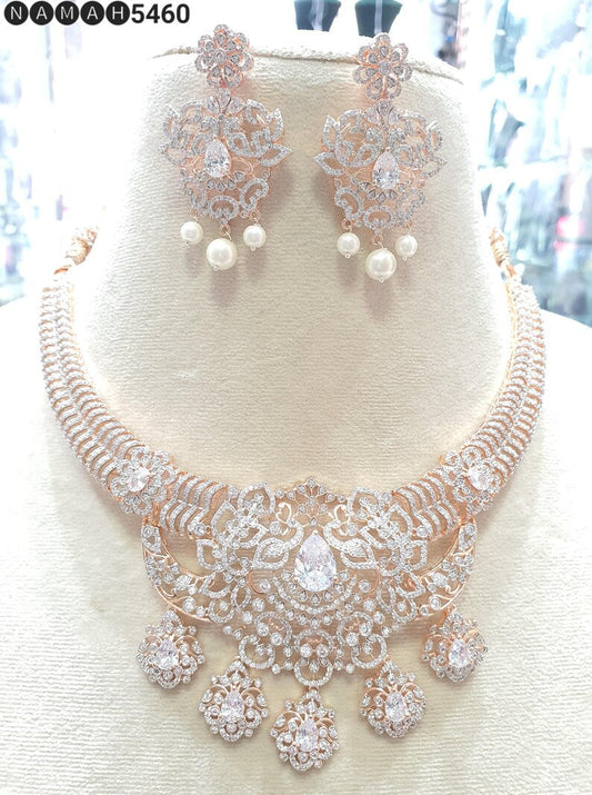 American Diamond Gold/Silver Plated CHOKAR NECKLACE Set