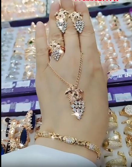 Jewellery Sets for Women Gold Plated Pearl Studded Necklace Jewellery Set with Earrings bengal ring for Girls/Women