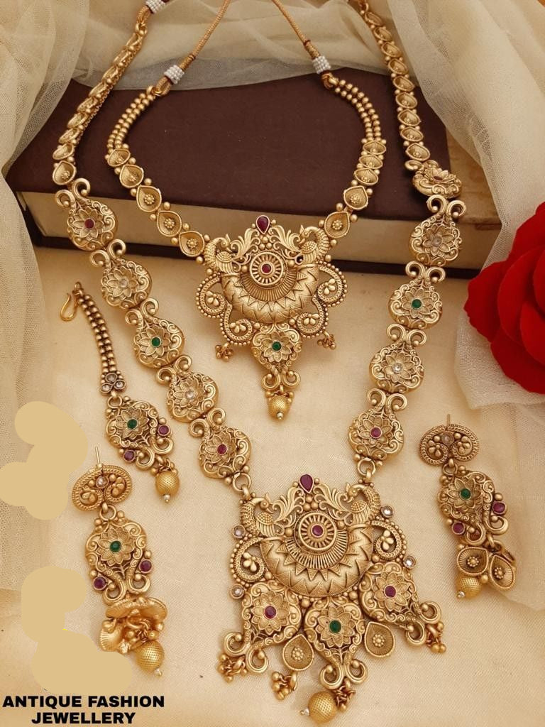 New Designer Brass High Gold Antique Combo Set For Womens