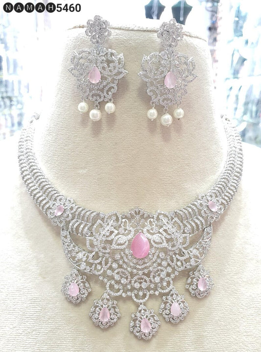 American Diamond Gold/Silver Plated CHOKAR NECKLACE Set